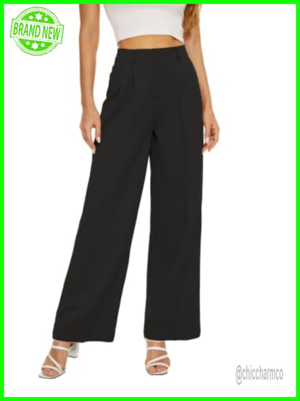 Women's Wide Leg Dress Pants High Waist Lightweight Flowy Pleated Front Loose